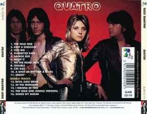 Image of Back Cover of 3234202E: CD - SUZI QUATRO, Quatro (7T's Records; GLAM CD 119, UK 1974 Reissue, Jewel Case)   EX/EX