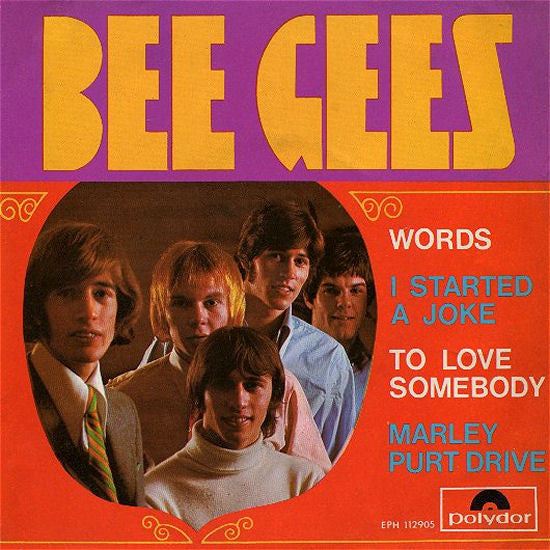 Image of Front Cover of 3324001E: 7" EP - BEE GEES, Words (Polydor Red Label; EPH 112905, Singapore 1968)   VG/VG