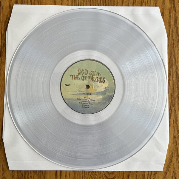 Image of Label Cover of LP - EX/EX - ALEX G, God Save The Animals (Domino; WIGLP507, Europe 2022, Embossed Gatefold Sleeve, Clear Vinyl), Opened Instore, Still In Stickered Shrinkwrap,  - 3446298S