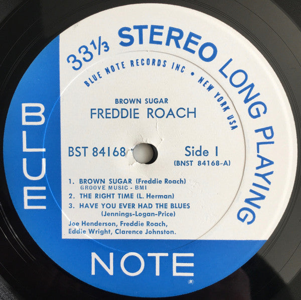 Image of Label of 3324040E: LP - FREDDIE ROACH, Brown Sugar (Blue Note; BST-84168, US 1964, Picture Sleeve) NO SLEEVE. Plenty of marks, but plays strong.  /G+