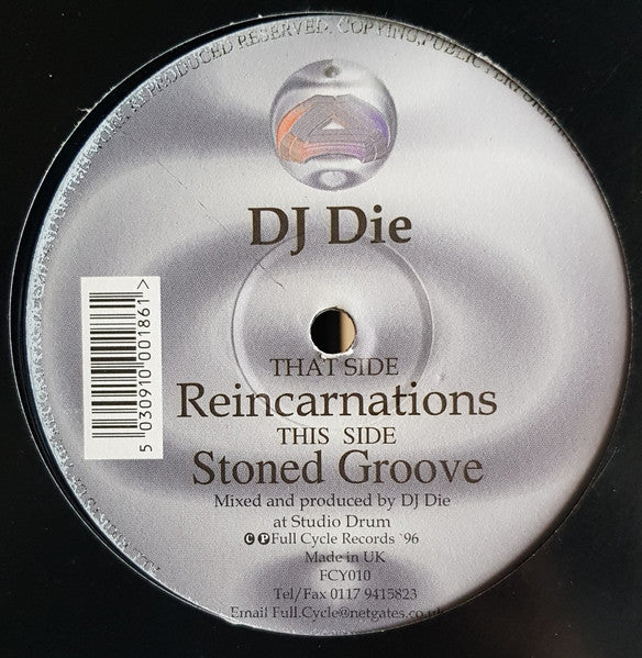 Image of Front Cover of 12" - /VG - DJ DIE, Reincarnations / Stoned Groove (Full Cycle Records ; FCY010, UK 1996, Plain Sleeve), light marks only,  - 1746136S