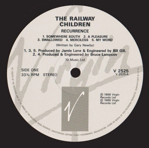 Image of Label Cover of LP - VG/VG - THE RAILWAY CHILDREN, Recurrence (Virgin; V2525, UK 1988, Inner), Edge Wear,  - 3246107S