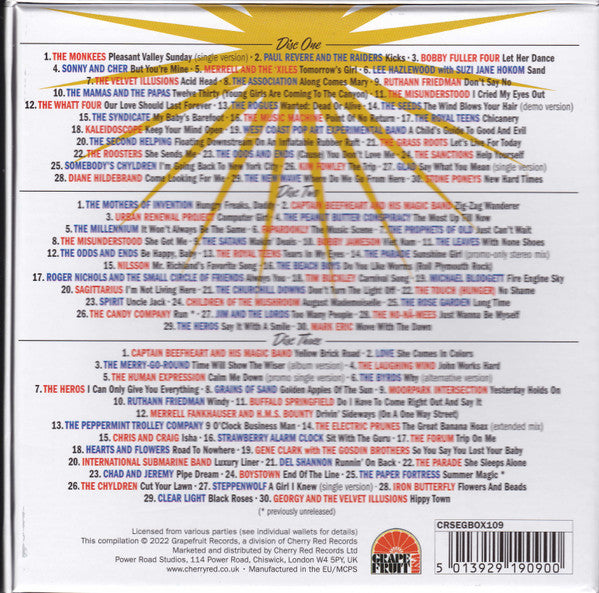Image of Back Cover of 4935247E: 3xCD - VARIOUS, Heroes And Villains (The Sound Of Los Angeles 1965-68) (Grapefruit Records; CRSEGBOX109, UK 2022, Box Set, Booklet & 3 Inners)   M/M
