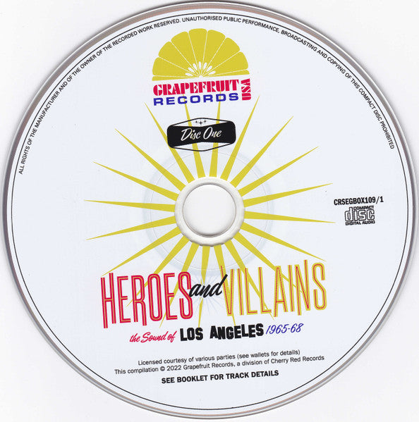 Image of Label Cover of 4935247E: 3xCD - VARIOUS, Heroes And Villains (The Sound Of Los Angeles 1965-68) (Grapefruit Records; CRSEGBOX109, UK 2022, Box Set, Booklet & 3 Inners)   M/M