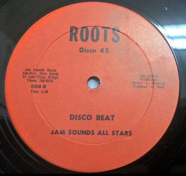 Image of Label Cover of 3344119S: 12" - ABYSSIANIANS, JAM SOUNDS ALL STARS, Tenayisvillin / Disco Beat (Jam Sounds; 008, US 1980s, Company Sleeve) Nice clean disc with clean labels.   VG/VG+