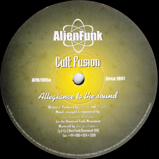 Image of Front Cover of 12" - /VG+ - CULT FUSION, Allegiance To The Sound (Alien Funk Movement; AFM/005, UK 1996, Plain Sleeve), ,  - 3126102E