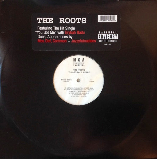 Image of Front Cover of 2xLP - VG/VG - THE ROOTS, Things Fall Apart (MCA Records ; MCA2-11948, US 1999, Stickered Plain Sleeve, 1cm pressing ring), Light hairlines. Ringwear.,  - 3826049E