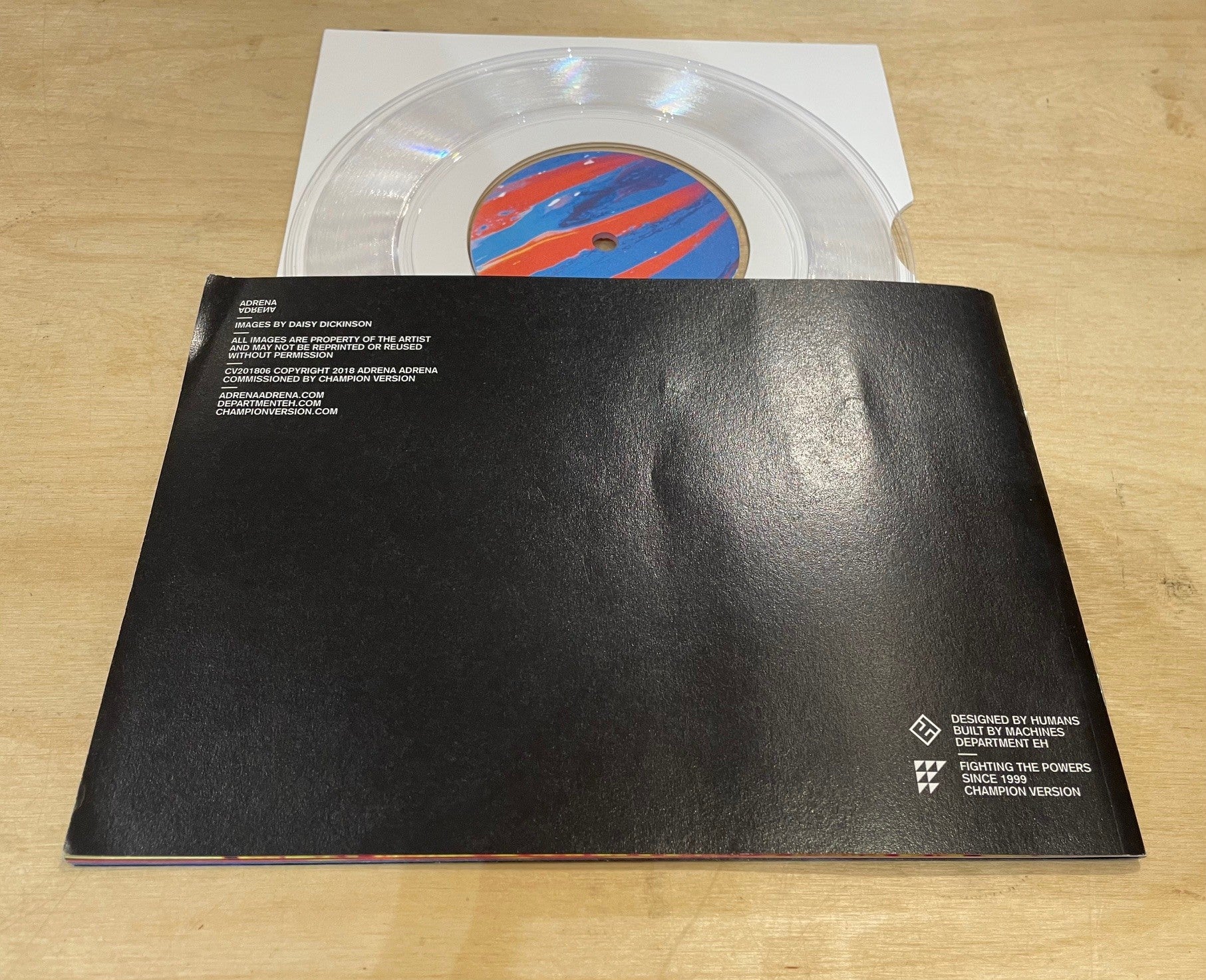 Image of Label Cover of 3314188C: 7" - ADRENA ADRENA, Cybals/Toy (Champion Version; , UK & Europe 2018, Fold Over Sleeve, Booklet, Lathe Edition Clear Vinyl Limited To 25. E-Da Kazuhisa (Boredoms, Seefeel)) Limited Edition No 3/25  VG+/EX