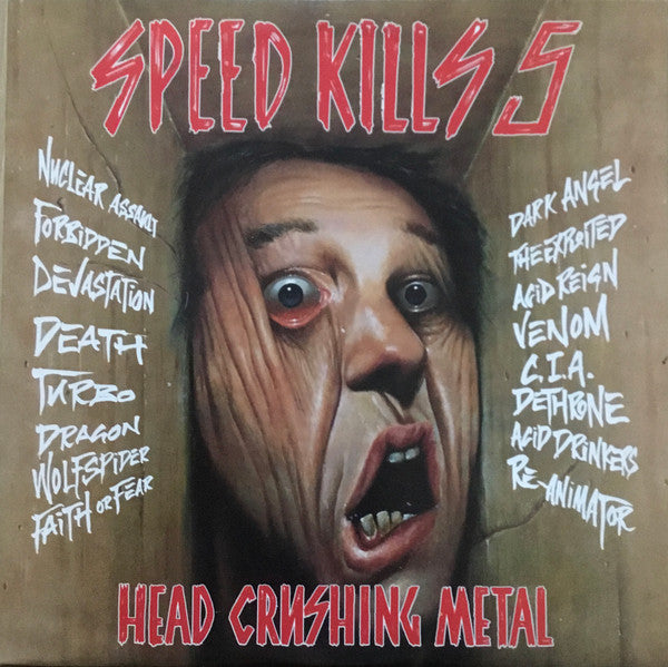 Image of Front Cover of 3324287E: LP - VARIOUS ARTISTS, Speed Kills 5 (Head Crushing Metal) (Under One Flag ; FLAG 46, UK 1990, Gatefold) Water Damage To Sleeve  G/VG+