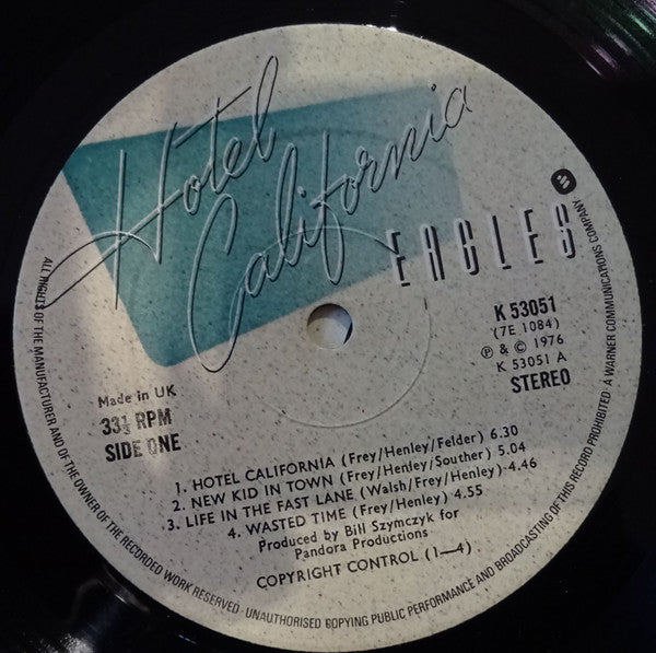 Image of Label Cover of LP - VG/G+ - EAGLES, Hotel California (Asylum Records; K 53051, UK , Inner, Poster, ARUN Run Out), ,  - 3726044E