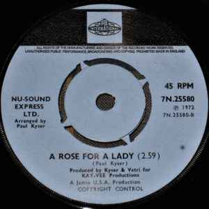 Image of Back Cover of 3354079S: 7" - NU-SOUND EXPRESS LTD., One More Time, You All/ A Rose For A Lady (Pye International; 7N.25580, UK 1972, Plain sleeve, 4 prong centre) Light hairlines.  /VG