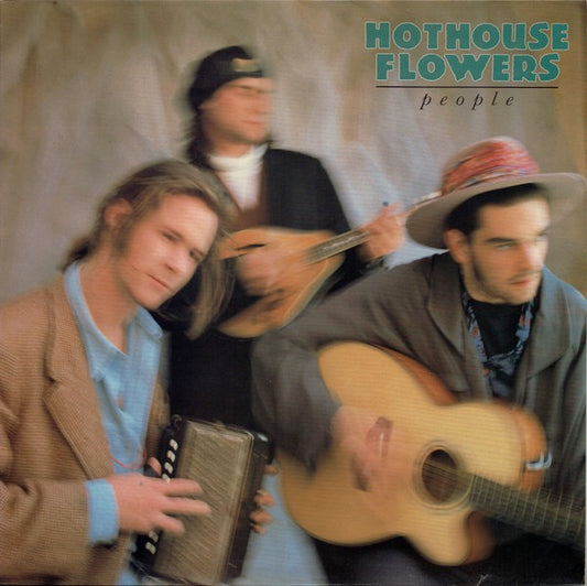 Image of Front Cover of 3314295C: LP - HOTHOUSE FLOWERS, People (London Records; LON LP 58, UK 1988, Inner, Sleeve SIGNED By All Five Band Members) Slightly faded spine.  VG/VG+