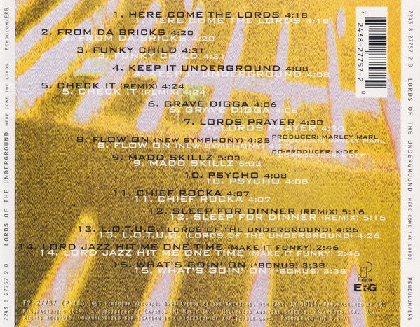 Image of Back Cover of 3314363C: CD - LORDS OF THE UNDERGROUND, Here Come The Lords (Pendulum Records; 7243 8 27757 2 0, US 1993, Jewel Case)   VG+/VG+