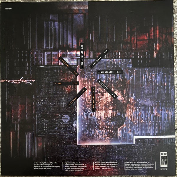 Image of Back Cover of LP - EX/VG+ - FRONT LINE ASSEMBLY, Tactical Neural Implant (Wax Trax! Records; WAX 9214, US 2022 Reissue, Inner, Black Vinyl), Still in hype stickered shrinkwrap.,  - 1816479C