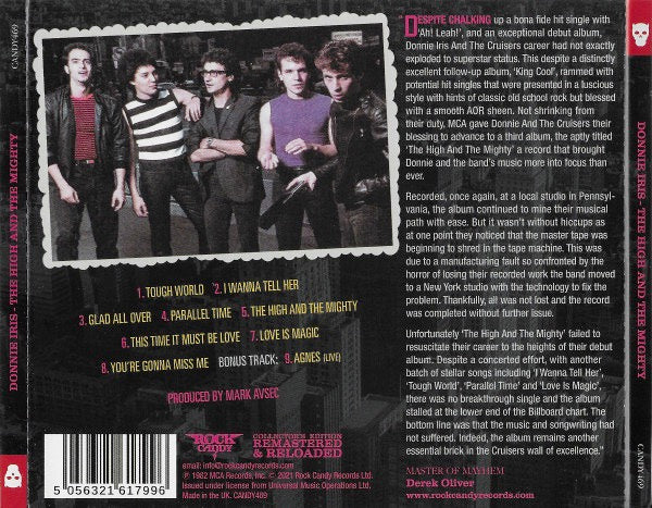 Image of Back Cover of 3234335E: CD - DONNIE IRIS, The High And The Mighty (Rock Candy ; CANDY469, UK 1980 Reissue, Jewel Case, Booklet)   EX/EX