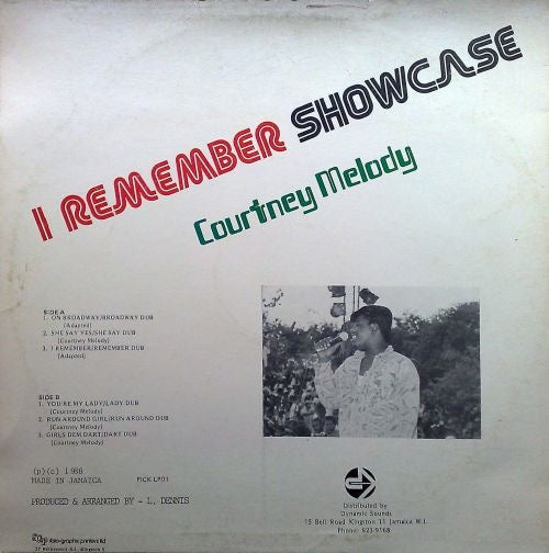 Image of Back Cover of 3314428C: LP - COURTNEY MELODY, I Remember Showcase (Pickout; PICK LP01, Jamaica 1988) Vinyl is closer to EX - opened in store. Some creasing to sleeve.  VG/VG+