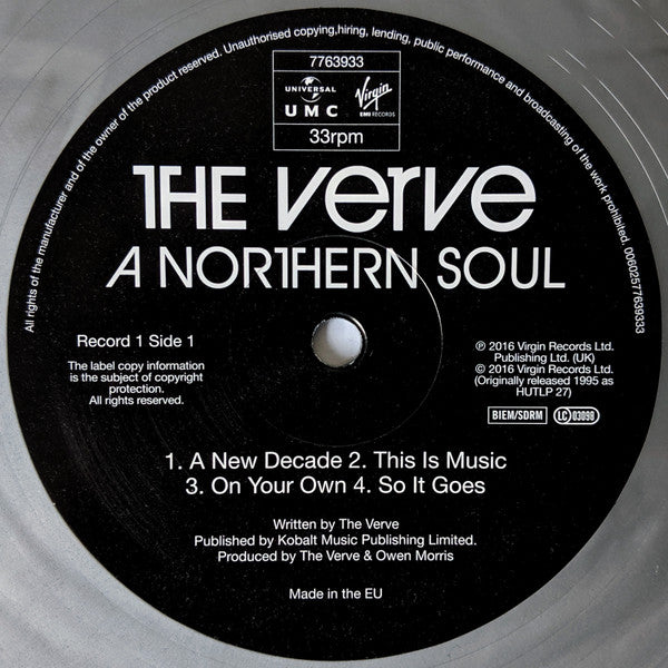 Image of Label of 3444001S: 2xLP - THE VERVE, A Northern Soul (Universal UMC; 7763937, UK 2019 Reissue, 2 Inners, 180 Gram Silver Vinyl, Ltd to 1000) Still in (opened) shrinkwrap  VG+/VG+