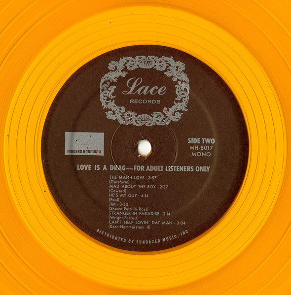 Image of Label of 3444021S: LP - UNKNOWN ARTIST, Love Is A Drag (Modern Harmonic; MH-8017, US 2016 Reissue, Gold Vinyl) Opened instore.   EX/EX