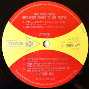 Image of Label Cover of LP - G+/VG - THE CHI-LITES, (For God's Sake) Give More Power To The People (MCA Records; MUPS 437, UK 1971, Picture sleeve), Marks on disc. Rip on sleeve. Tape on edge of sleeve.,  - 3846124S
