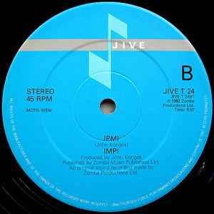 Image of Back Cover of 3414028C: 12" - IMPI, Impi (Jive; JIVE T 24, UK 1982, Company Sleeve) Light marks. WOL.  G+/VG