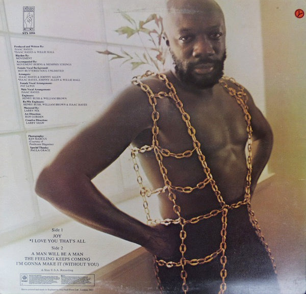 Image of Back Cover of 3414047C: LP - ISAAC HAYES, Joy (Stax; STX 1016, UK 1974 Reissue) Light marks to vinyl.  VG+/VG