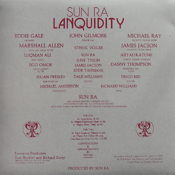 Image of Back Cover of 3714357C: LP - SUN RA, Lanquidity (Philly Jazz; PJ666, US 2000s Reissue, Picture Sleeve)   VG+/VG+