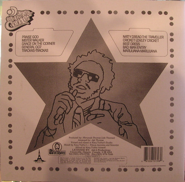 Image of Back Cover of 3444131S: LP - JAH THOMAS, Dance On The Corner (Abraham; AALP 1398, Canada 1990s Reissue)   VG+/VG