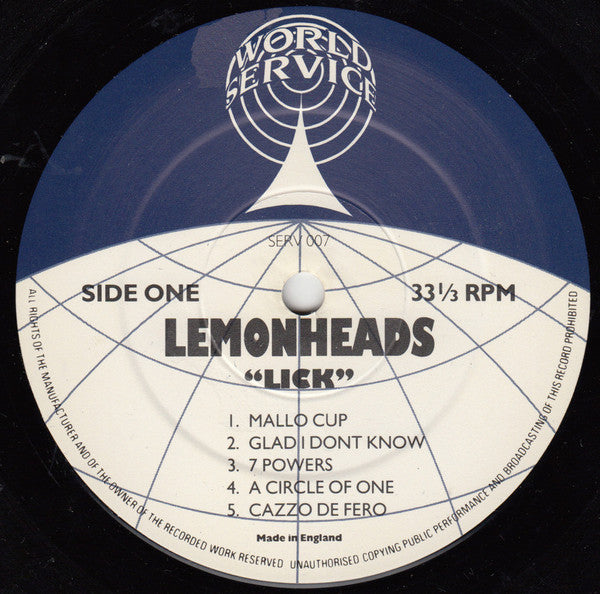 Image of Label Cover of LP - G+/VG - LEMONHEADS, Lick (World Service; SERV007, UK 1989, Textured Sleeve, Damont Pressing), Strong VG - a few light marks, edge & ring wear, sticker damage,  - 3846053S