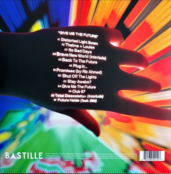 Image of Back Cover of 3414252C: LP - BASTILLE, Give Me The Future (Virgin EMI Records; EMIV 2048, UK, Europe & US 2022, Booklet, Limited Edition Transparent Yellow Vinyl)   EX/EX