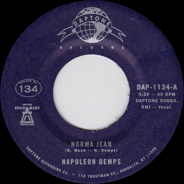 Image of Front Cover of 3454082S: 7" - NAPOLEON DEMPS, Norma Jean / Instrumental (Daptone Records; DAP-1134, US 2020)   /EX