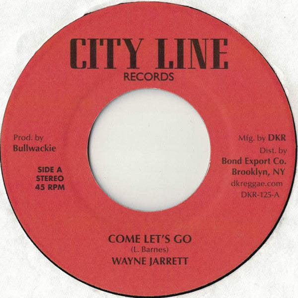 Image of Front Cover of 3824256E: 7" - WAYNE JARRETT/ JERRY JOHNSON, Come Let's Go/ Zion Rock (City Line Records; DKR-125, US 2023 Reissue)   /EX