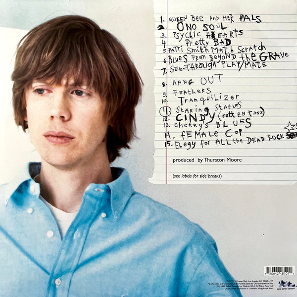 Image of Back Cover of 0125329E: 2xLP - THURSTON MOORE, Psychic Hearts (Geffen; DGC24810, US 1995, 2 Inners, Green Vinyl/Etched Vinyl) Strong VG, Still In Shrinkwrap  VG+/VG+