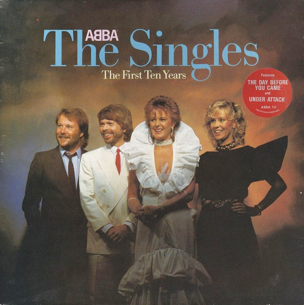 Image of Front Cover of 3414388C: 2xLP - ABBA, The Singles (The First Ten Years) (Epic; ABBA 10, UK 1982, Gatefold, 2 Inners, Blue Labels) Clean Vinyl, Very light crease to inners  VG+/VG+