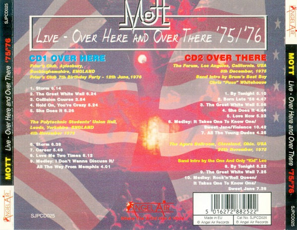 Image of Back Cover of 3414385C: 2xCD - MOTT, Live - Over Here And Over There '75/'76 (Angel Air; SJPCD025, UK 1998, Jewel Case)   VG+/VG+