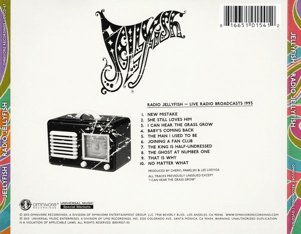 Image of Back Cover of 3414386C: CD - JELLYFISH, Radio Jellyfish (Omnivore Recordings; OVCD-67, US 2013, Jewel Case)   VG+/VG+