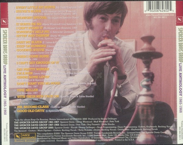 Image of Back Cover of 3414329C: CD - THE SPENCER DAVIS GROUP, Live Anthology 1965-1968 (Var se Sarabande; 302 066 260 2, US 2001 Reissue, Jewel Case)   VG+/VG+