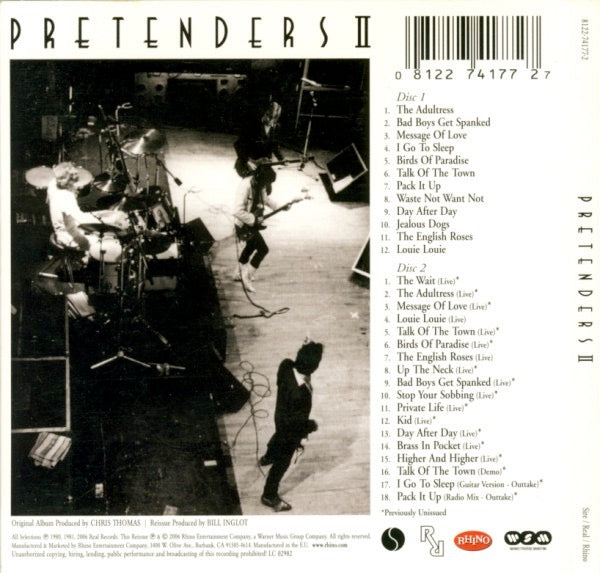 Image of Back Cover of 3434146E: 2xCD - PRETENDERS, Pretenders II (Real Records; 8122-74177-2, Europe 2006 Reissue, Double Gatefold) was sealed, opened in shop   EX/EX