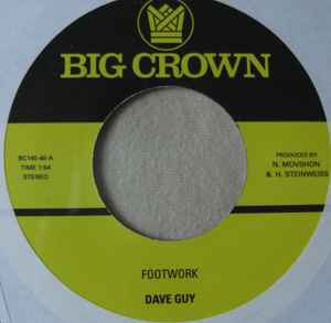 Image of Back Cover of 3514019C: 7" - DAVE GUY, Footwork / Morning Glory (Big Crown Records; BC140-45, US 2024, Stickered Plain Sleeve) Lightest of marks.  VG/VG+