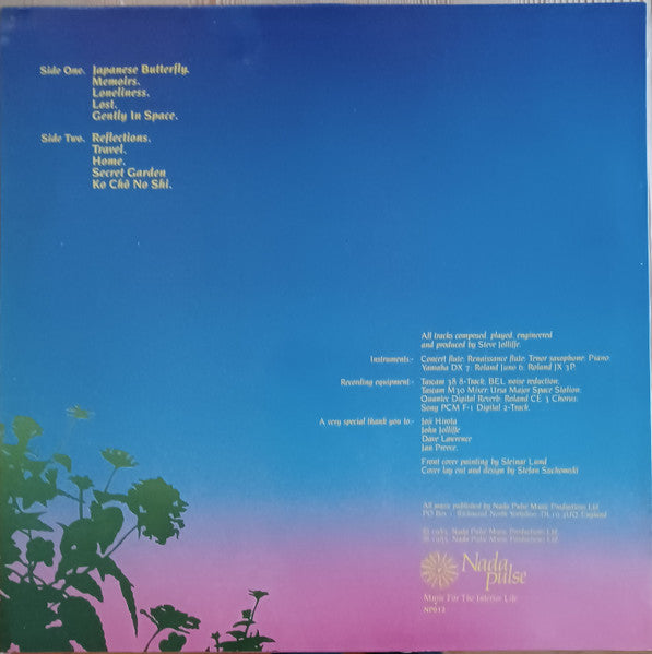 Image of Back Cover of 3544022S: LP - STEVE JOLLIFFE, Japanese Butterfly (Nada Pulse; NP012, UK 1985) Very slight edge and ring wear.  VG+/VG+