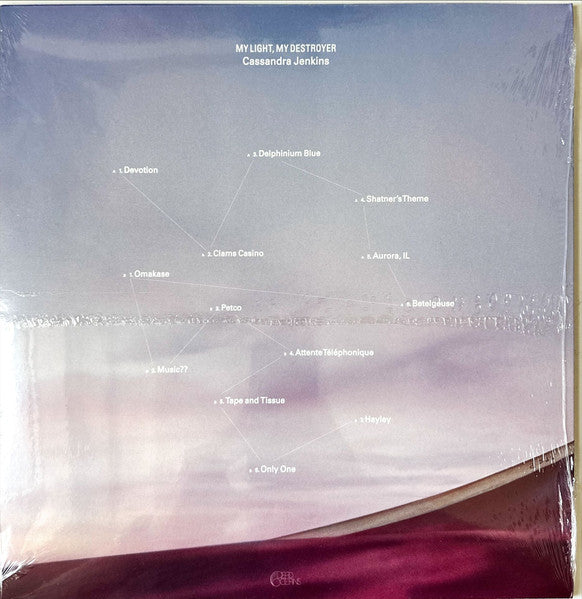 Image of Back Cover of 3945199S: LP - CASSANDRA JENKINS, My Light, My Destroyer (Dead Oceans; DOC346 LP-C3, Europe 2024, Insert & Die Cut Inner, Cotton Candy Splash Vinyl, �Cosmic Companion� bonus CD of additional material) Still in shrinkwrap with hype sticker.  VG+/VG+