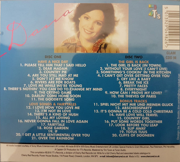 Image of Back Cover of 3534045E: CD - DANA, The GTO Years (7T's Records; GLAM CDD 98, UK 2010, Jewel Case)   VG+/VG+