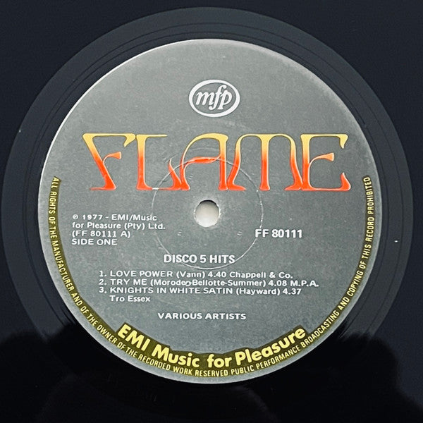 Image of Label of 3524067E: LP - VARIOUS, Disco 5 (Flame ; FF 80111, South Africa 1977, Laminated Front Sleeve)   VG/G+