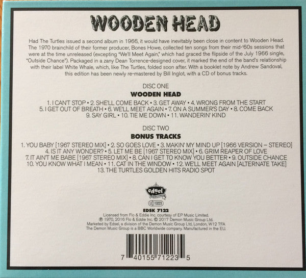 Image of Label of 3534088E: 2xCD - THE TURTLES, Wooden Head (Edsel Records; EDSK 7122, UK & Europe 2017)   EX/EX