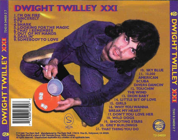 Image of Back Cover of 3534094E: CD - DWIGHT TWILLEY, XXI (Shelter Records; 7243 8 34659 2 7, US 1996)   EX/EX