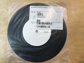 Image of Front Cover of 3514241C: 7" - PRIMAL SCREAM, Damaged (Secret 7"; S742, UK 2018, One Sided White Label Test Pressing, Plastic Sleeve With Clear Sound & Vision Information Sticker, Not Signed) Just a small mark half-way through track that causes a bit of crackle.  VG+/VG