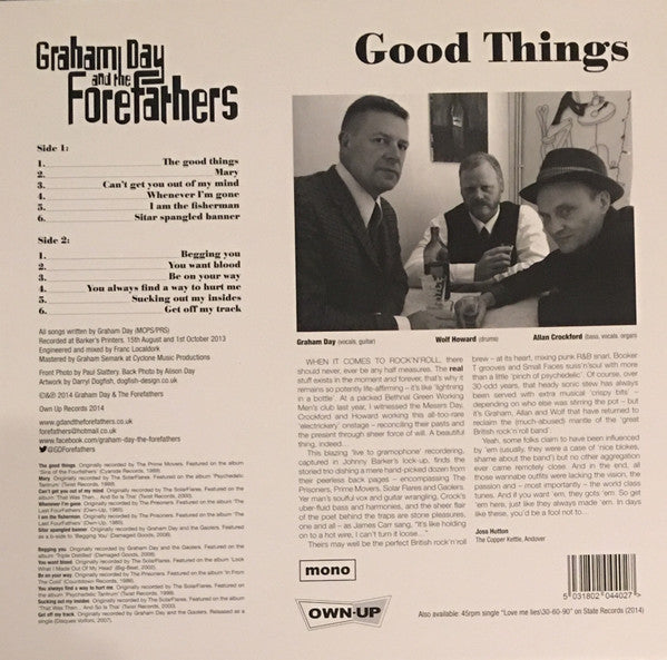 Image of Back Cover of 3524361E: LP - GRAHAM DAY & THE FOREFATHERS, Good Things (Own-Up ; Own Up U5, UK 2014, With CD)   EX/EX