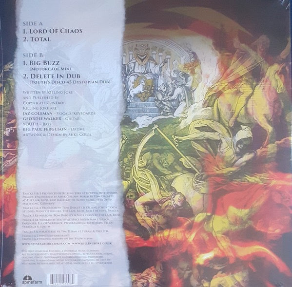 Image of Back Cover of 3434088E: 12" EP - KILLING JOKE, Lord Of Chaos EP (Spinefarm Records; SPINE547008, Europe 2022, Black Vinyl)   NEW/NEW