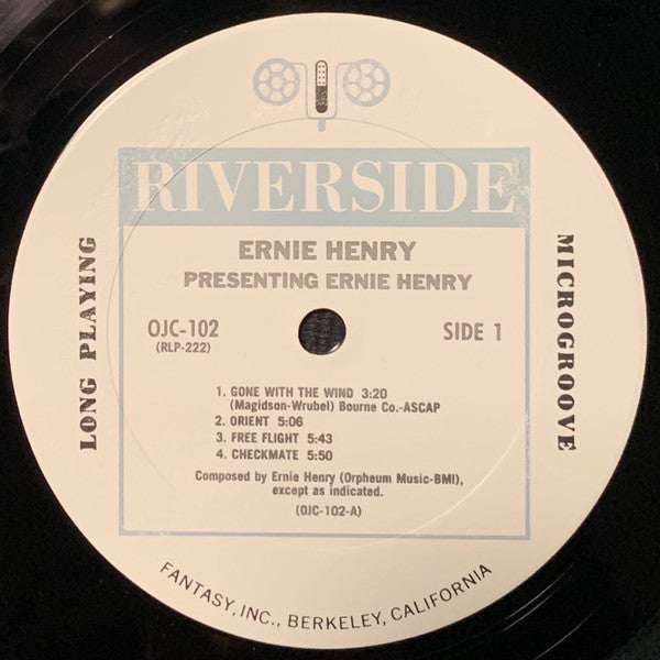 Image of Label of 3524428E: LP - ERNIE HENRY, Presenting Ernie Henry (Original Jazz Classics; OJC-102, US 1984 Reissue, Picture Sleeve, Mono)   VG/VG