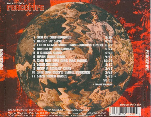 Image of Back Cover of 4615814C: CD - PEACEPIPE, John Uzonyi's Peacepipe (Shadoks Music; 029, Germany 2002 Reissue)   EX/VG