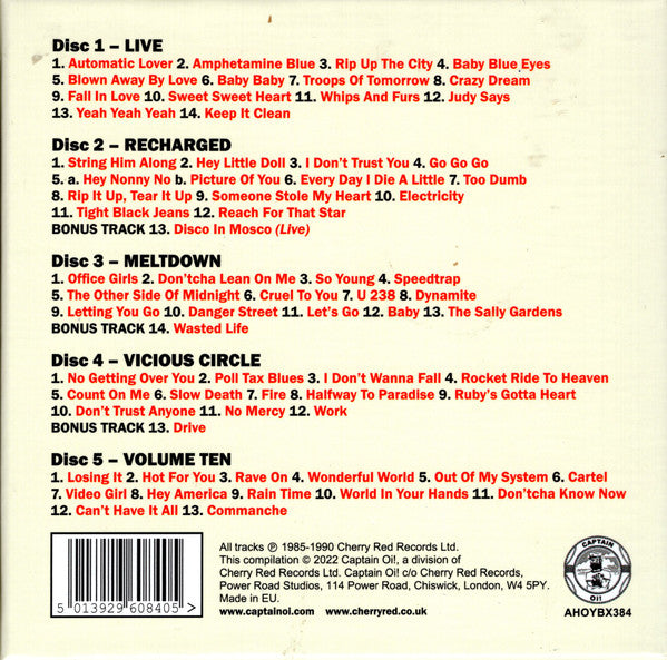 Image of Back Cover of 3554090S: 5xCD - THE VIBRATORS, The Albums 1985-1990 (Captain Oi!; AHOYBX384, UK 2022, Box Set, Booklet)   VG+/VG+